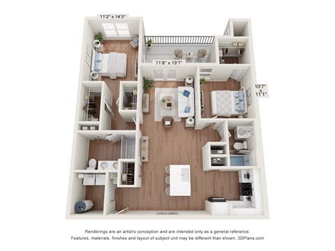 A 3D floor plan of a house with dimensions and a disclaimer at the bottom.